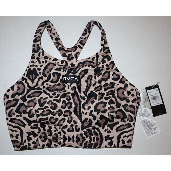 RVCA AVJX300181 Women's Sz XS/6 Gray Leopard Print VA Essential Swim Top $60 - Picture 1 of 5